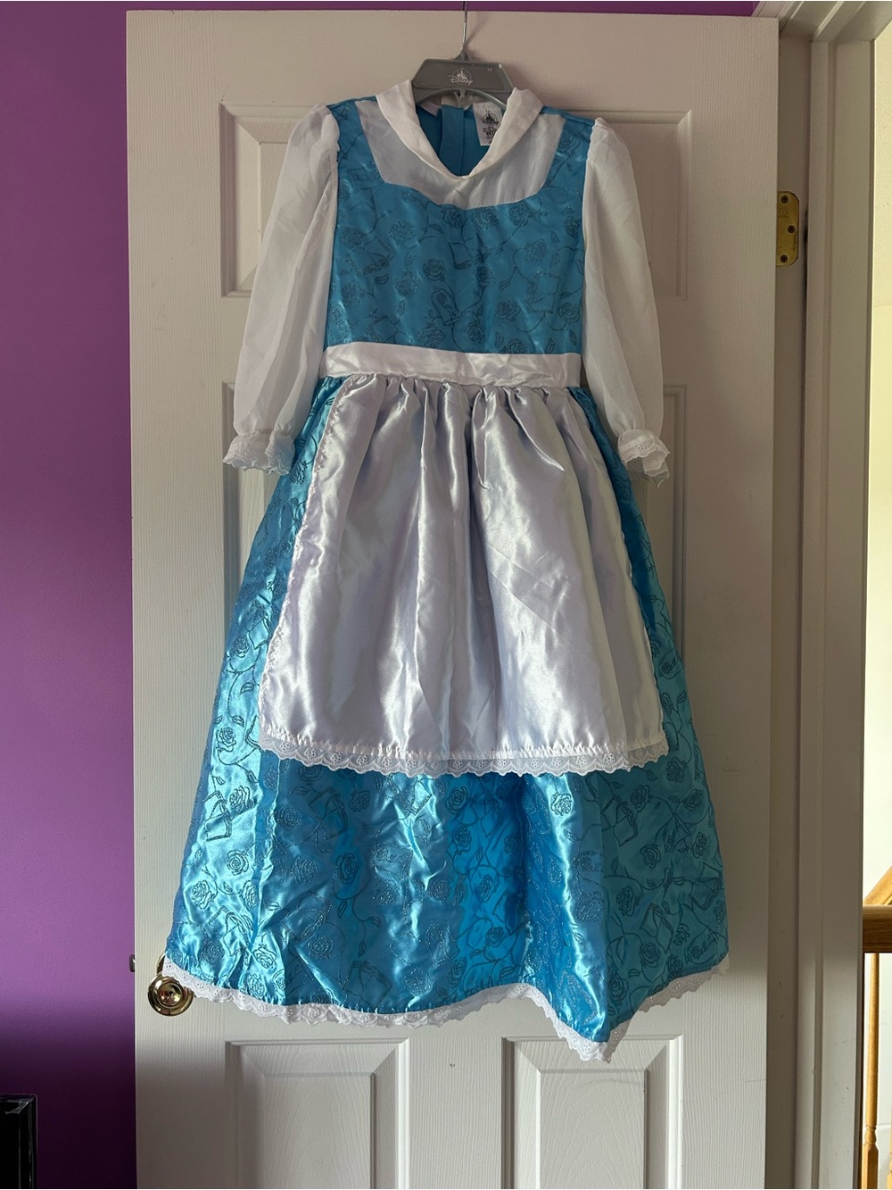 Rare Disney store Belle village dress with bow size 9/10 blue provincial costume